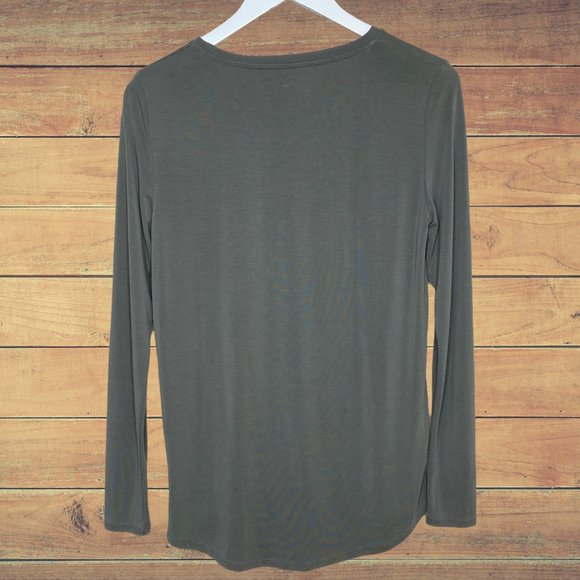 Decjuba Long Sleeve Khaki Green Top - Picture 5 of 6